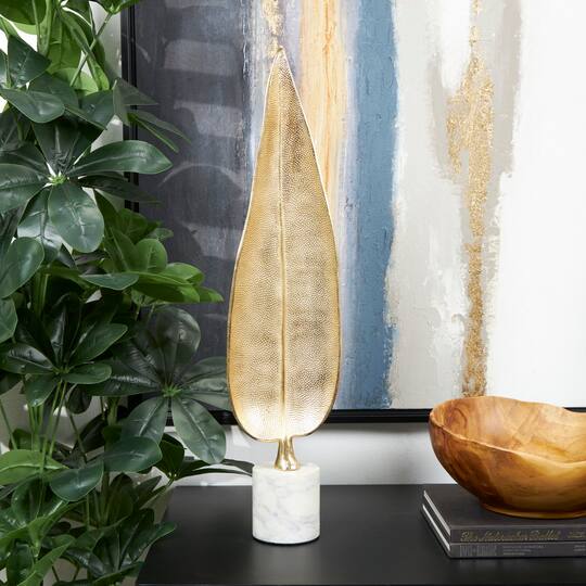 CosmoLiving by Cosmopolitan 2ft. Gold Aluminum Leaf Sculpture
